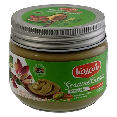 کرم کنجد پسته شیررضا 200 گرم شیشه ای